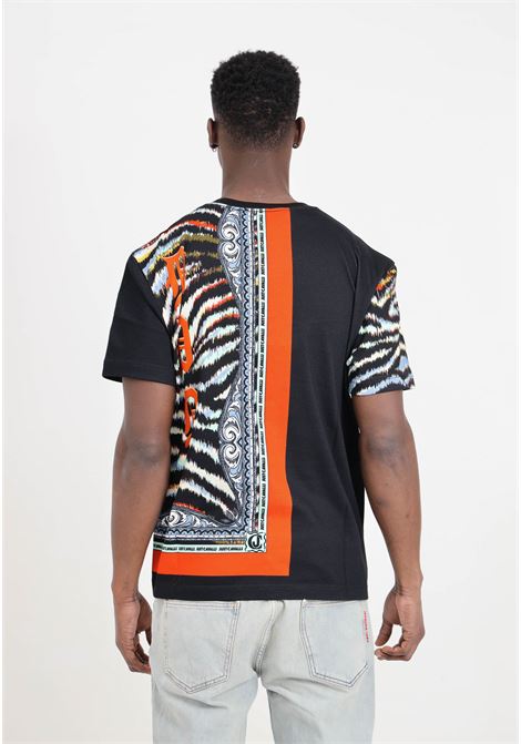 Black multicolored tiger pattern men's t-shirt JUST CAVALLI | 76OAH6RFJS323MS3